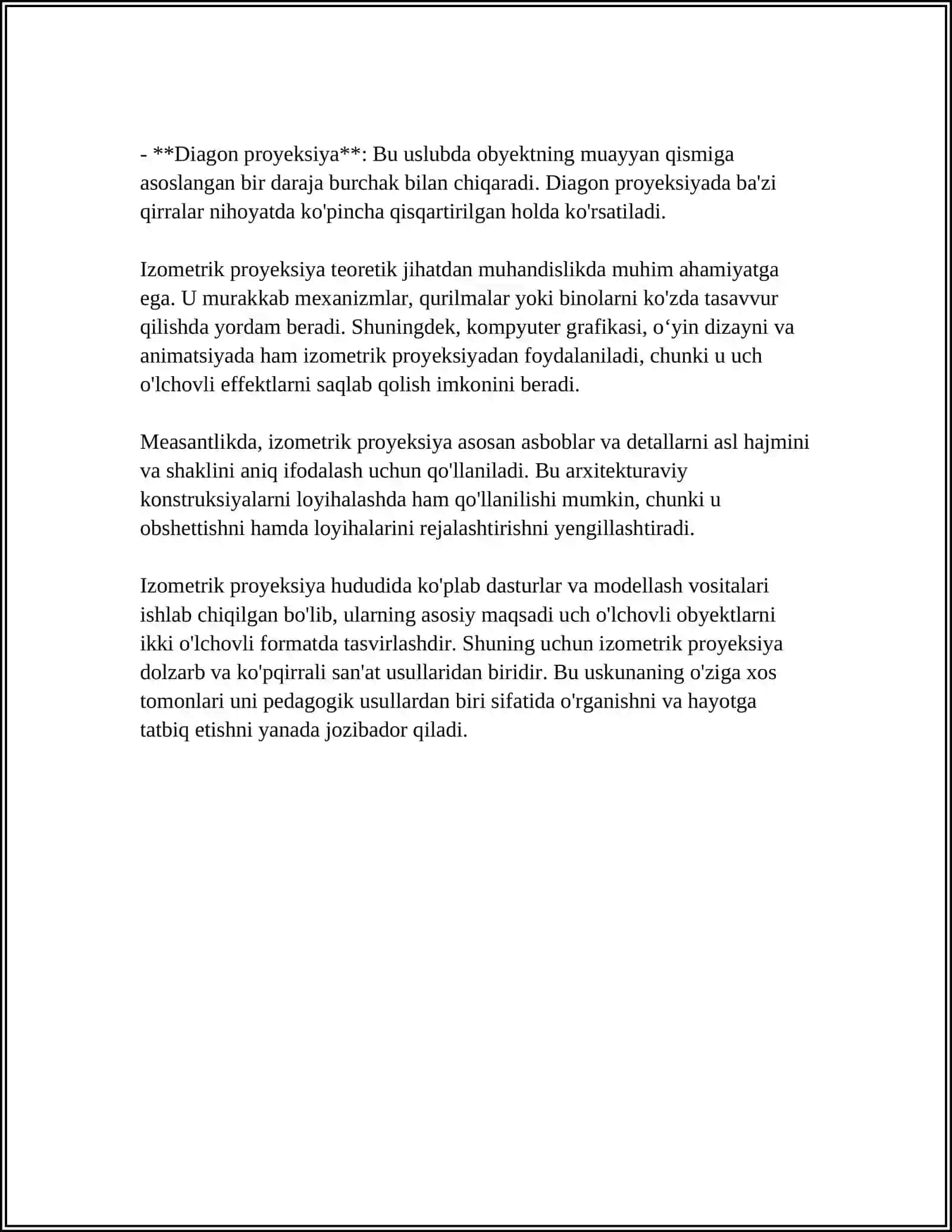 MUSTAQIL ISH Mavzu: AYLANANING IZOMETRIK PROYEKSIYASI 4