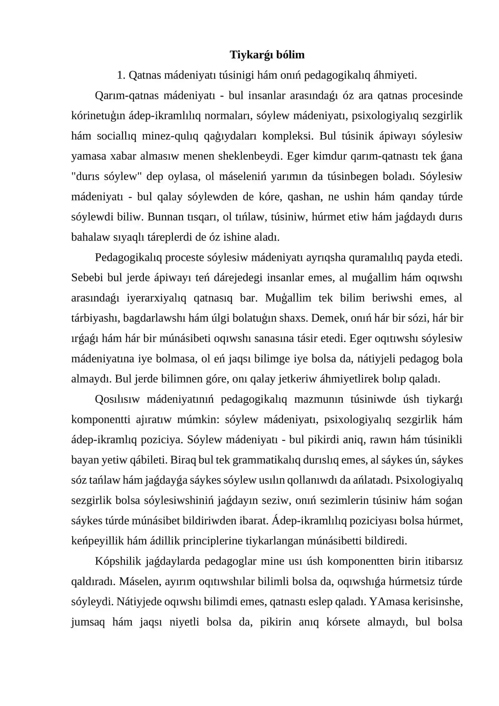 Qarım-qatnas mádeniyatı hám onıń mazmunı 4