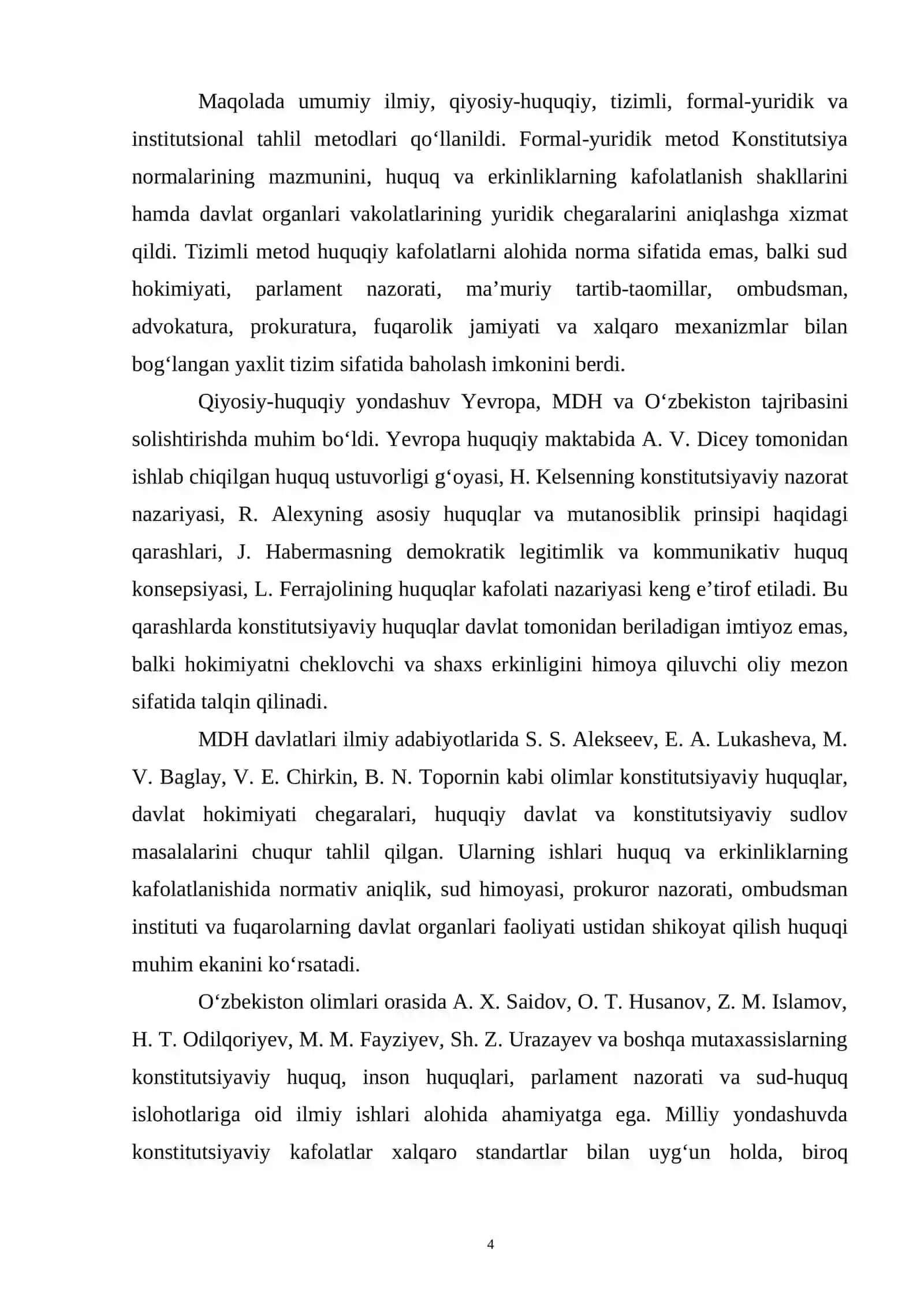 OʻZBEKISTONDA FUQAROLAR HUQUQ VA ERKINLIKLARINING KONSTITUTSIYAVIY KAFOLATLARI 4