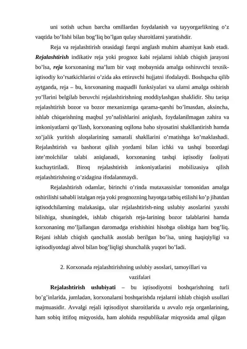 Korxona faoliyatini rejalashtirish va bashorat qilish 4