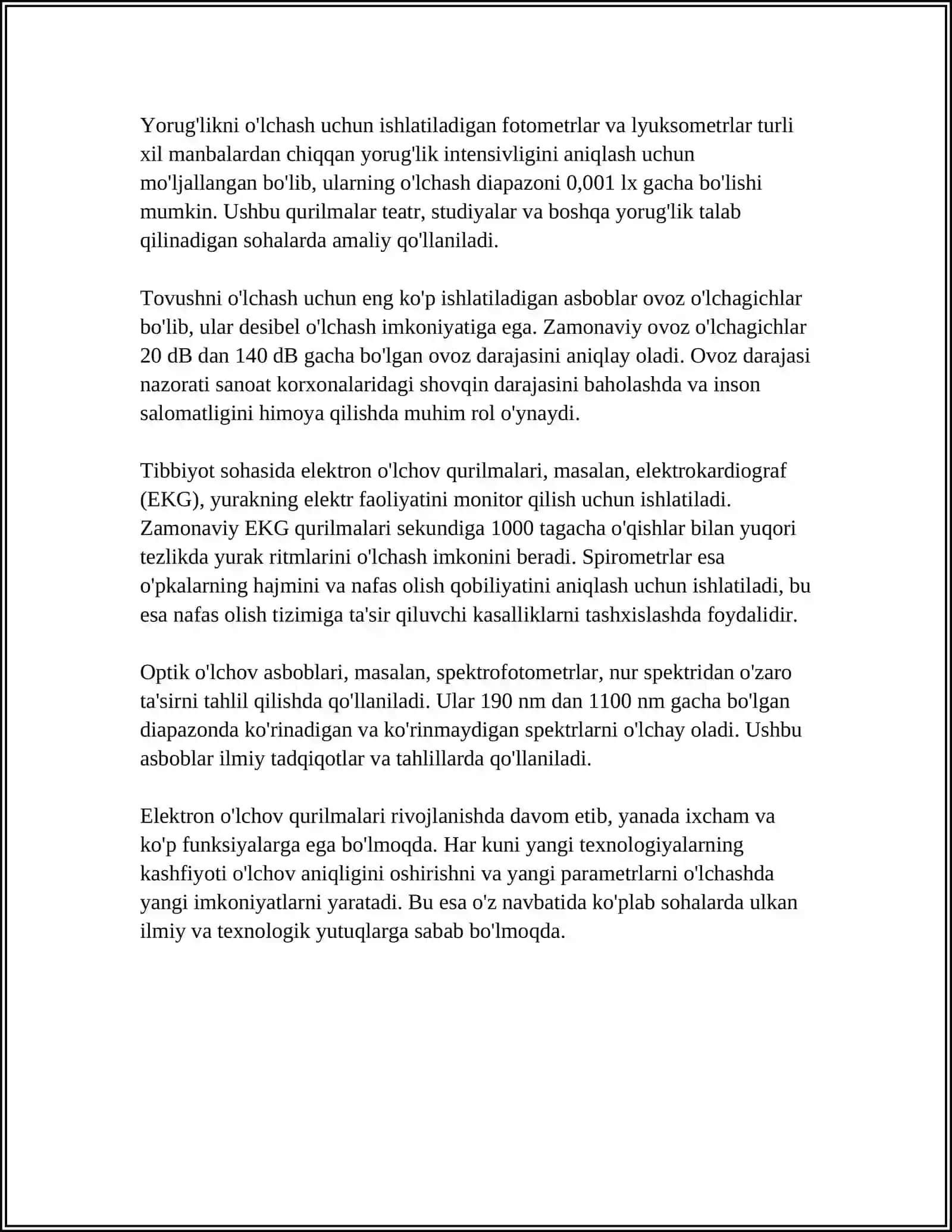 MUSTAQIL ISH Mavzu: CHANG ISHLOVCHI QURILMALAR 4