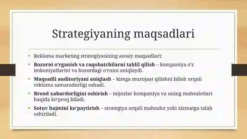 Reklama marketing strategiyasi 4