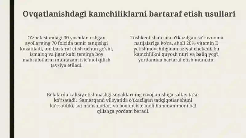 Shaxsiy ovqatlanishning adekvatligini o'rganish va baholash 4
