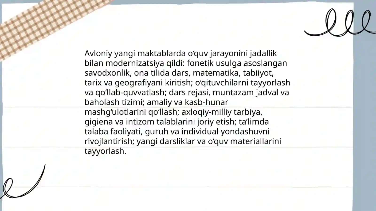 Abdulla Avloniy ijodi yangi maktablar õquv jarayonlari, dars uslubi tashkil etishdagi faoliyati 4