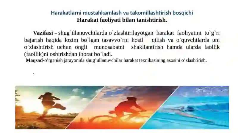 Harakatlarga o’rgatish bosqichlarining tuzilish asoslari 4
