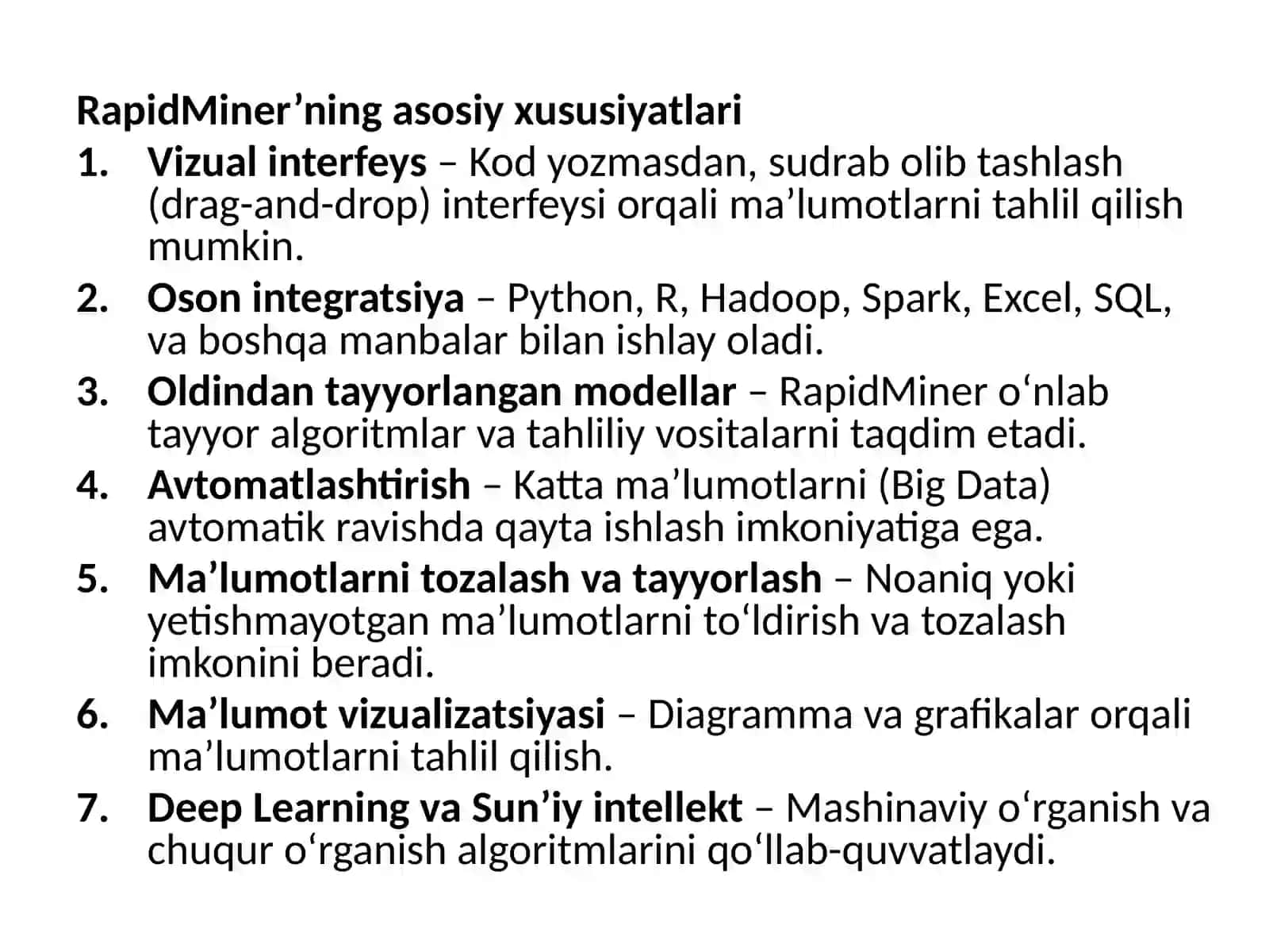 Data Mining uchun dasturlar 4