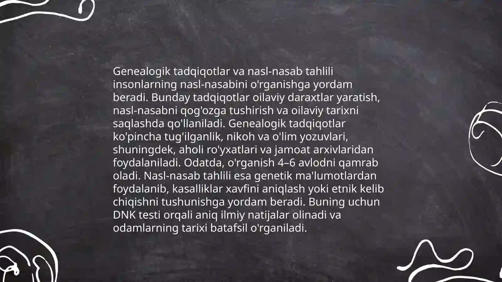 Odam genetikasining o’rganish usullari: geneologik,populyatsion statistik va egizaklar usuli 4