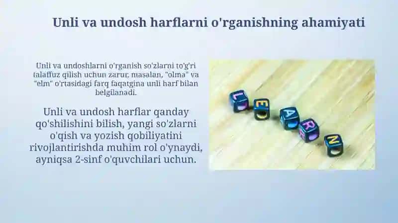 Unli va undosh tovushlarni oʻrganishda orfogarafik mashiqlarni tashkil etish 4