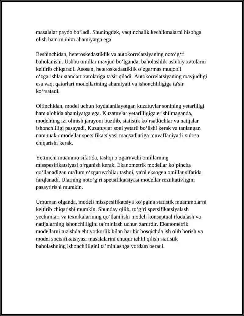 EKONOMETRIK MODELLASHTIRISHDA STATISTIKA MUAMMOLARI 4