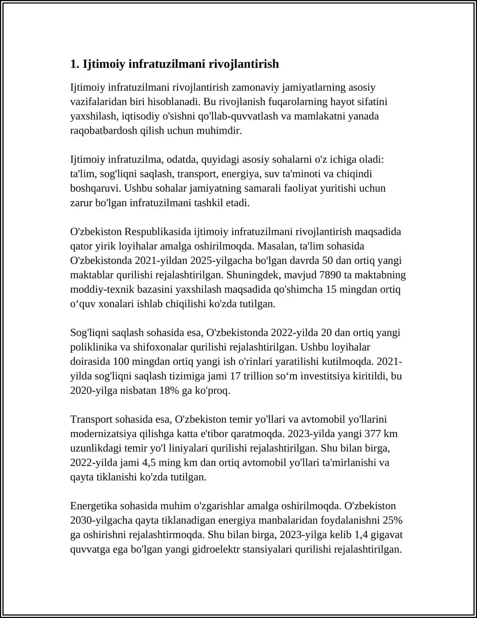 MANZILLI IJTIMOIY TIZIMNING YARATILISHI. IJTIMOIY SOHANI RIVOJLANTIRISH 4