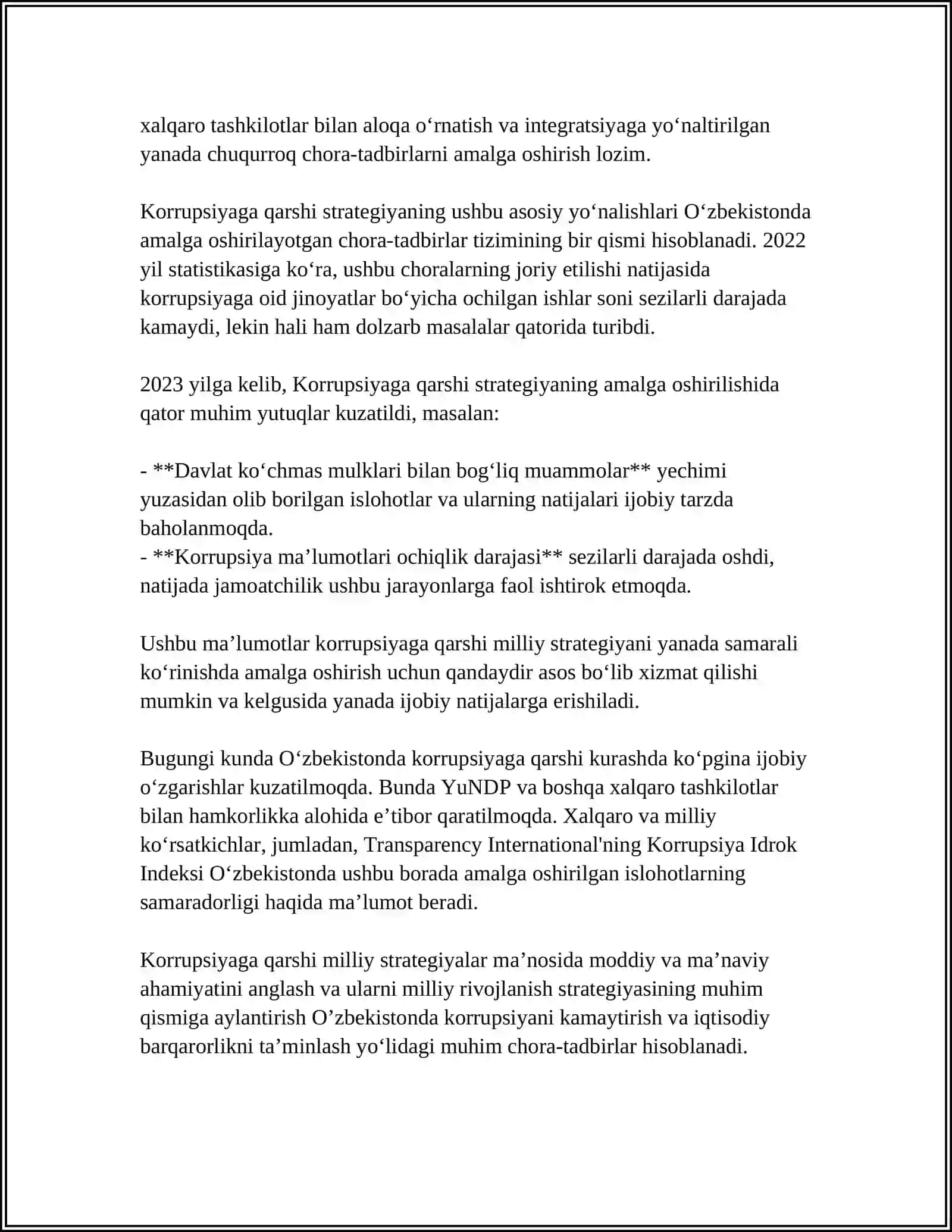 O'ZBEKISTON RESPUBLIKASIDA KORRUPSIYAGA QARSHI KURASHISH CHORA TADBIRLARI 4