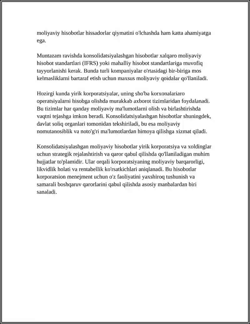 BANKLARDA KONSOLIDATSIYALASHGAN HISOBOT 4
