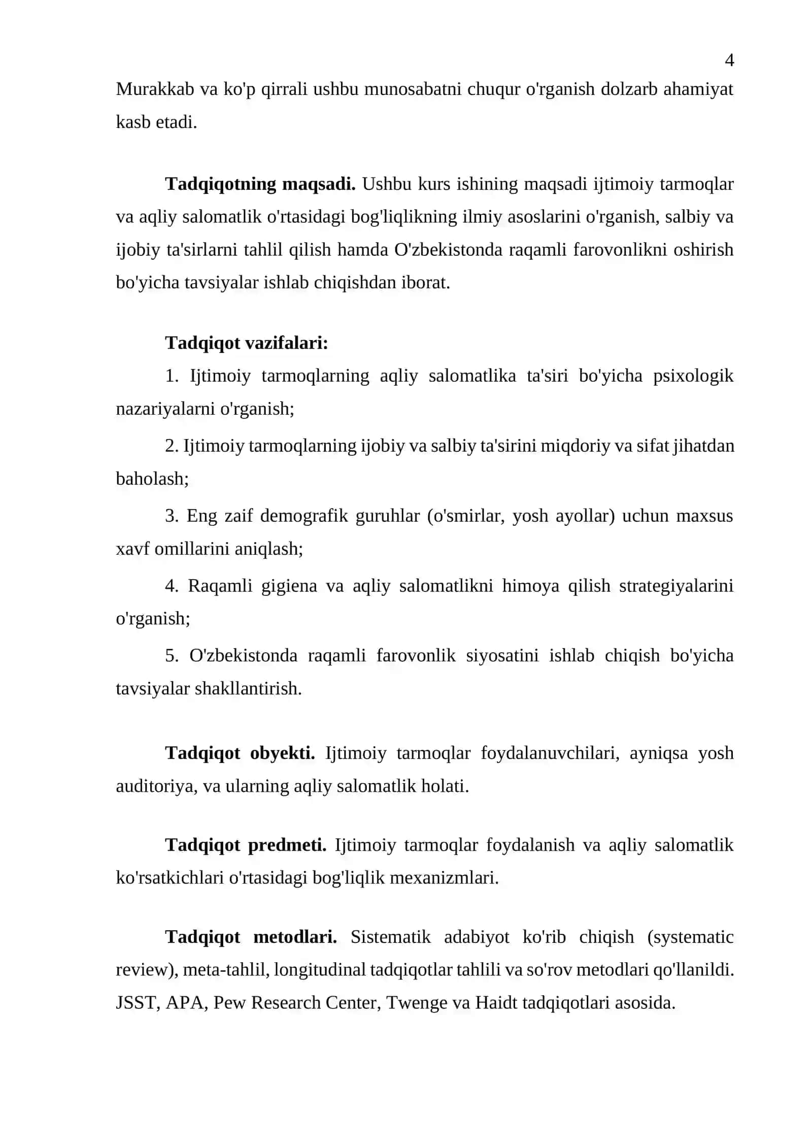 "Ijtimoiy tarmoqlar va aqliy salomatlik o'rtasidagi bog'liqlik" 4