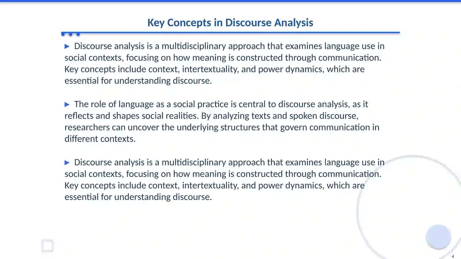 Contextual frame theory in discourse analyses 4