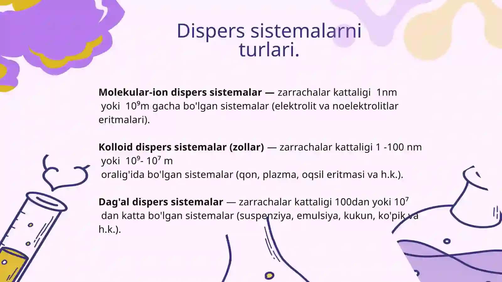 Biologik jarayonlardagi kolloid eritmalar.Klassifikatsiyasi tuzilishi olinishi va tozalash usullari 4