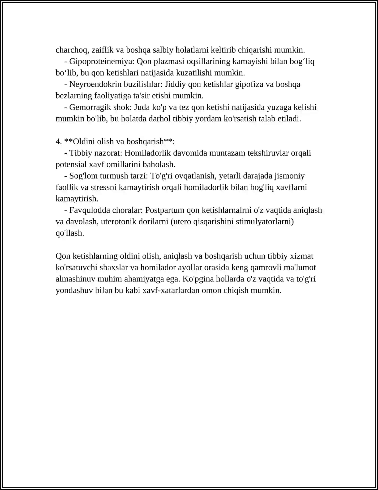 AKUSHERLIK QON KETISHLARI VA ULARDA SHIFOKORGACHA SHOSHILICH YORDAM 4