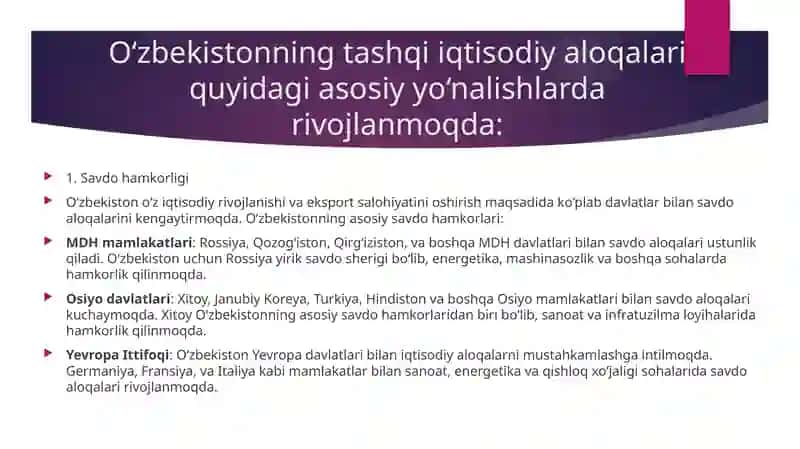 O’zbekiston-Tashqiiqtisodiyaloqalari 4