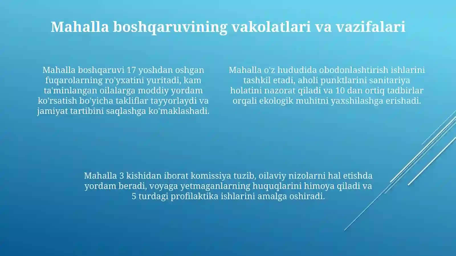 Mahallaning maqomi va uning davlat boshqaruvidagi o'rni 4
