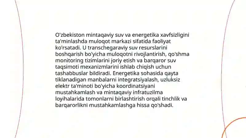 O'zbekiston Markaziy Osiyoda tinchlik va barqarorlikni taminlashdagi o'rni 4