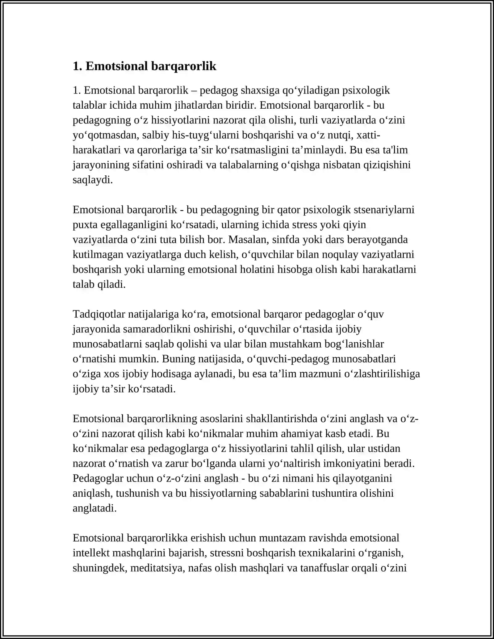PEDAGOG SHAXSIGA QO‘YILADIGAN PSIXOLOGIK TALABLAR 4
