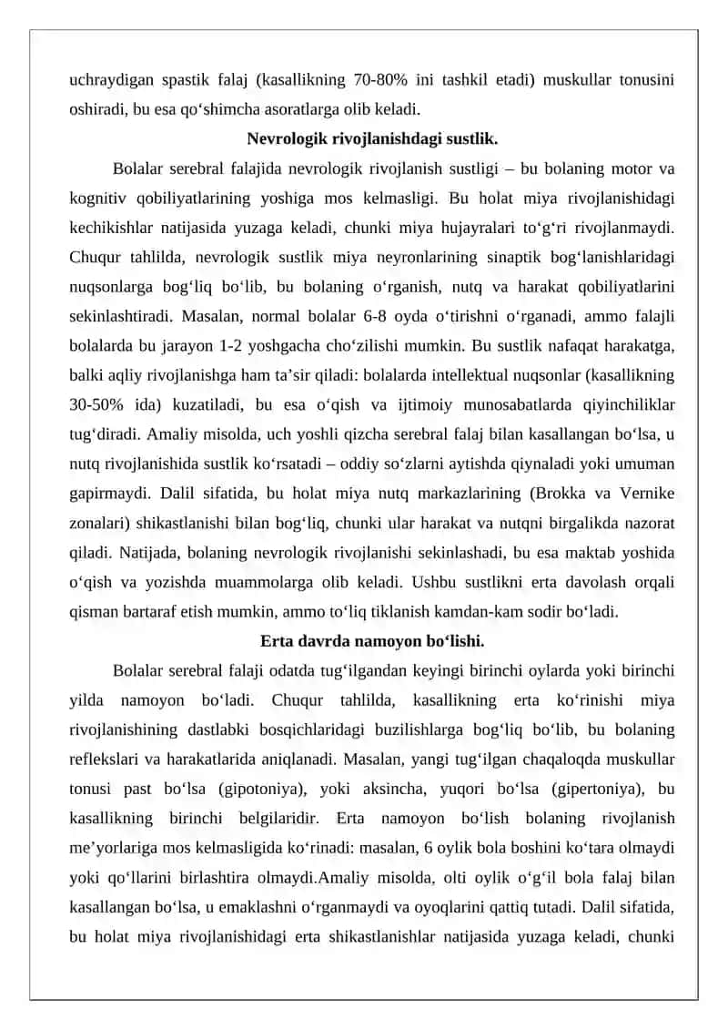 Bolalar serebral falaji kasalliglaring kelib chiqishi sabablari va asoratalari 4