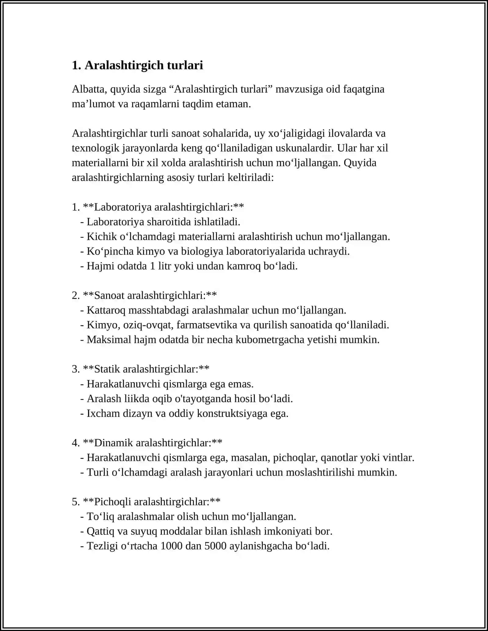ARALASHTIRGICHLARI BOR APPARATLAR TURLARI VA ULARNI TANLASH 4