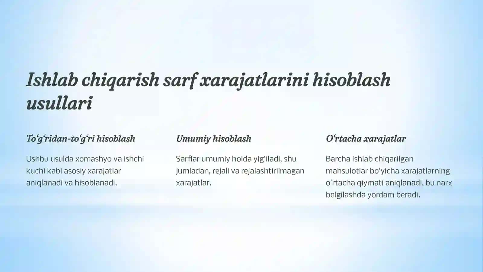 slayd TADBIRKORLIK FAOLIYATIDA SARF- XARAJATLAR VA FOYDA 4