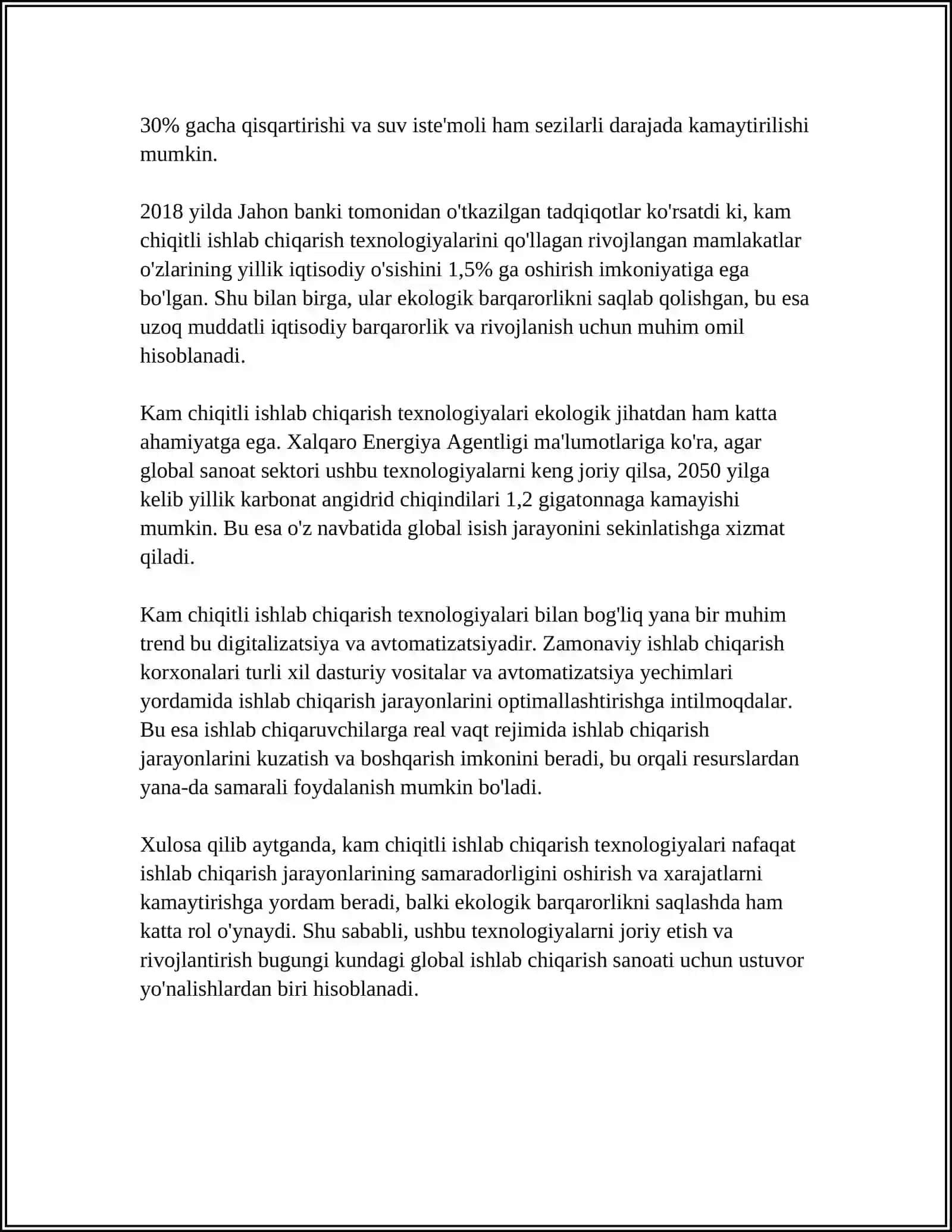 KAMCHIQITLI VA CHIQITSIZ TEXNOLOGIYA VA ATROF- MUHITNI IFLOSLANISHDAN SAQLASH 4