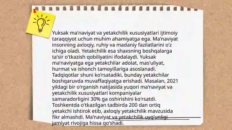 Sinf rahbarining yuksak maʼnaviy kamoloti 4