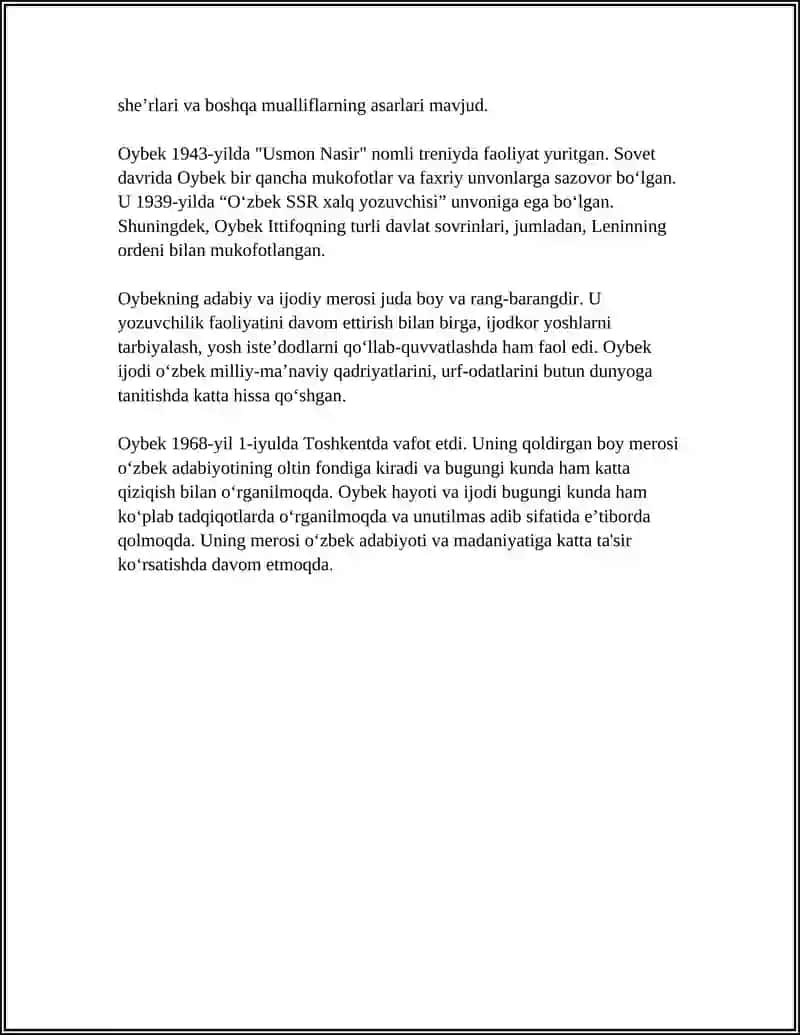 Oybek Haqida Malumot 4