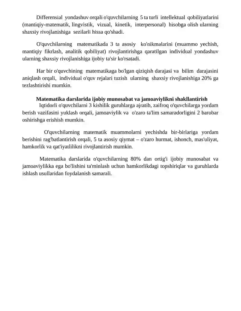 Matematika darslarida ta'lim va tarbiya birligi tamoyiliga amal qilish 4