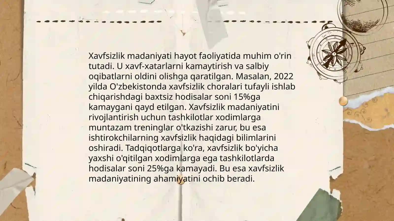 Ma’ruza – 13. Hayot faoliyatining xavfsizligi madaniyatini jamiyat-davlat darajasida shakllantirishning uslubiy asoslari 4