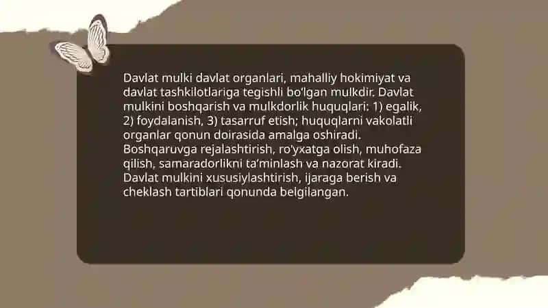 Davlat fuqarolik huquqiy munosabatlarning ishtirokchisi sifatida 4