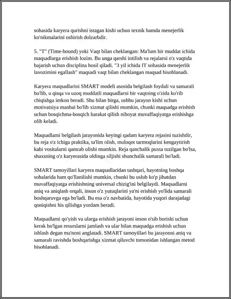 SMART MADENLI ASOSDA KARYERA MAXSADLAR BELGILASH USULLARI 4