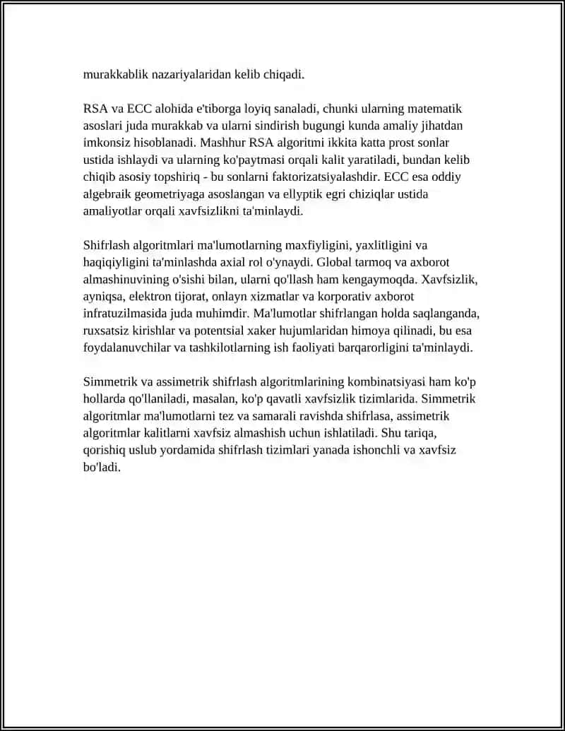 TARMOQ DARAJALARI MA’LUMOTLARINI SHIFRLASH 4