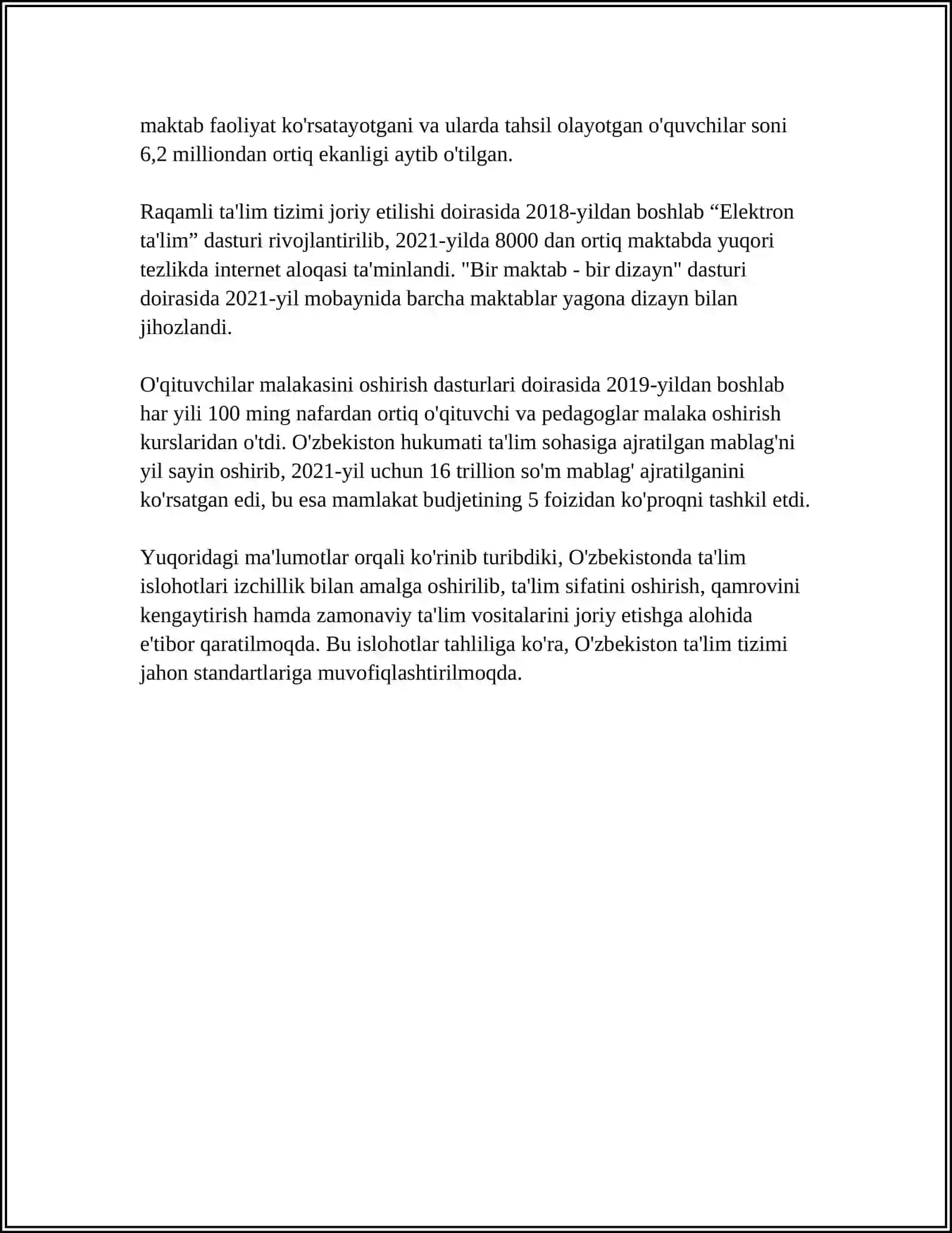 O'ZBEKISTONDA IJTIMOIY SOHADA AMALGA OSHIRILGAN ISLOHOTLAR 4