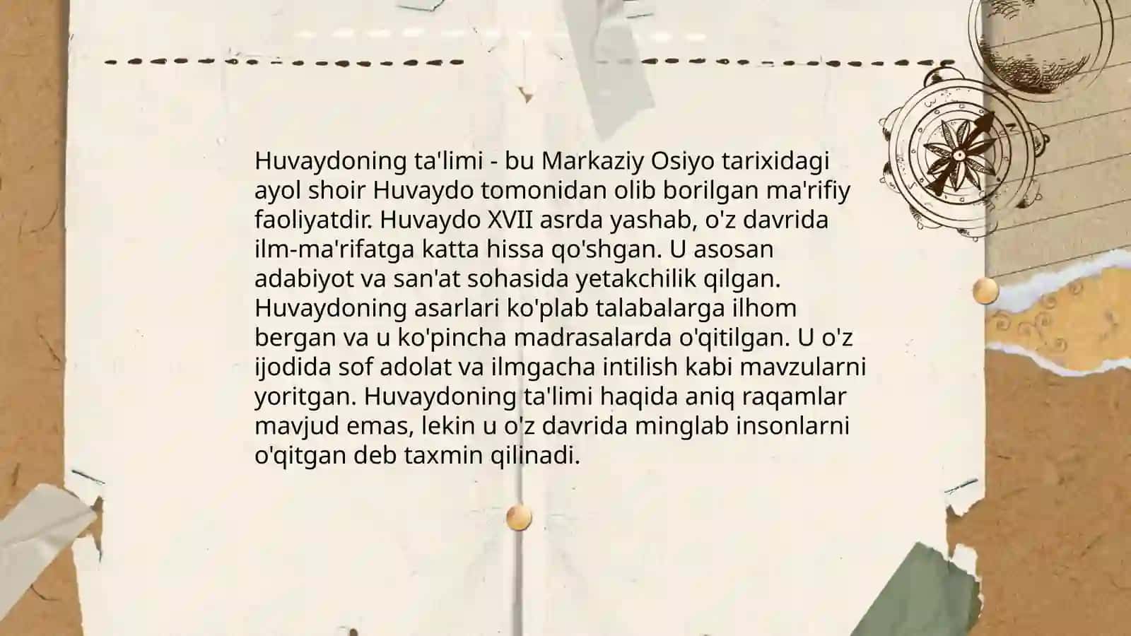 Huvaydo hayoti va ijodi 4