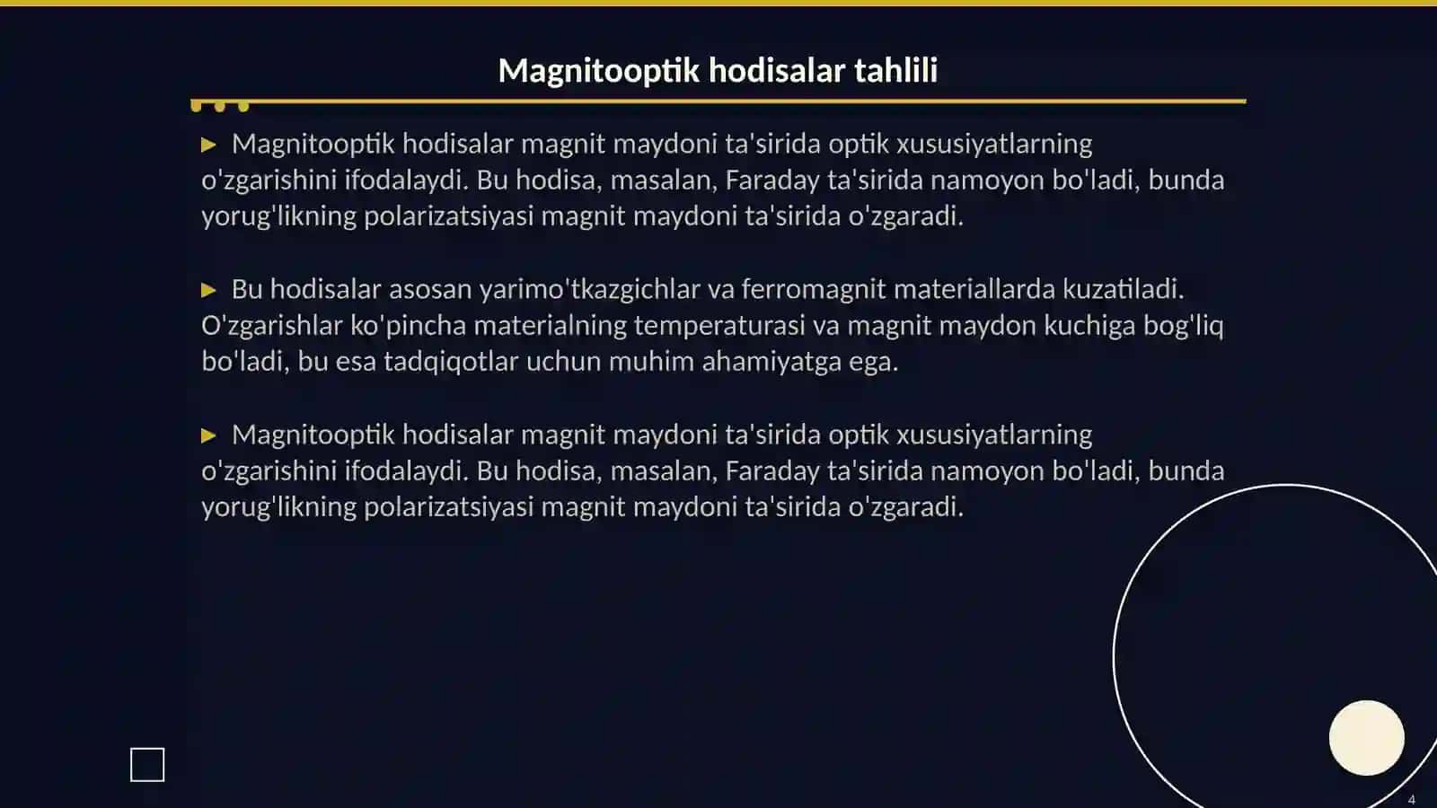 Elektrooptik va magnitooptik hodisalar fizika fanidan 4
