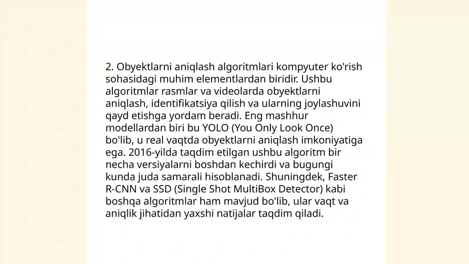 Kompyuter ko'rish va obyektlarni aniqlash algoritmi 4