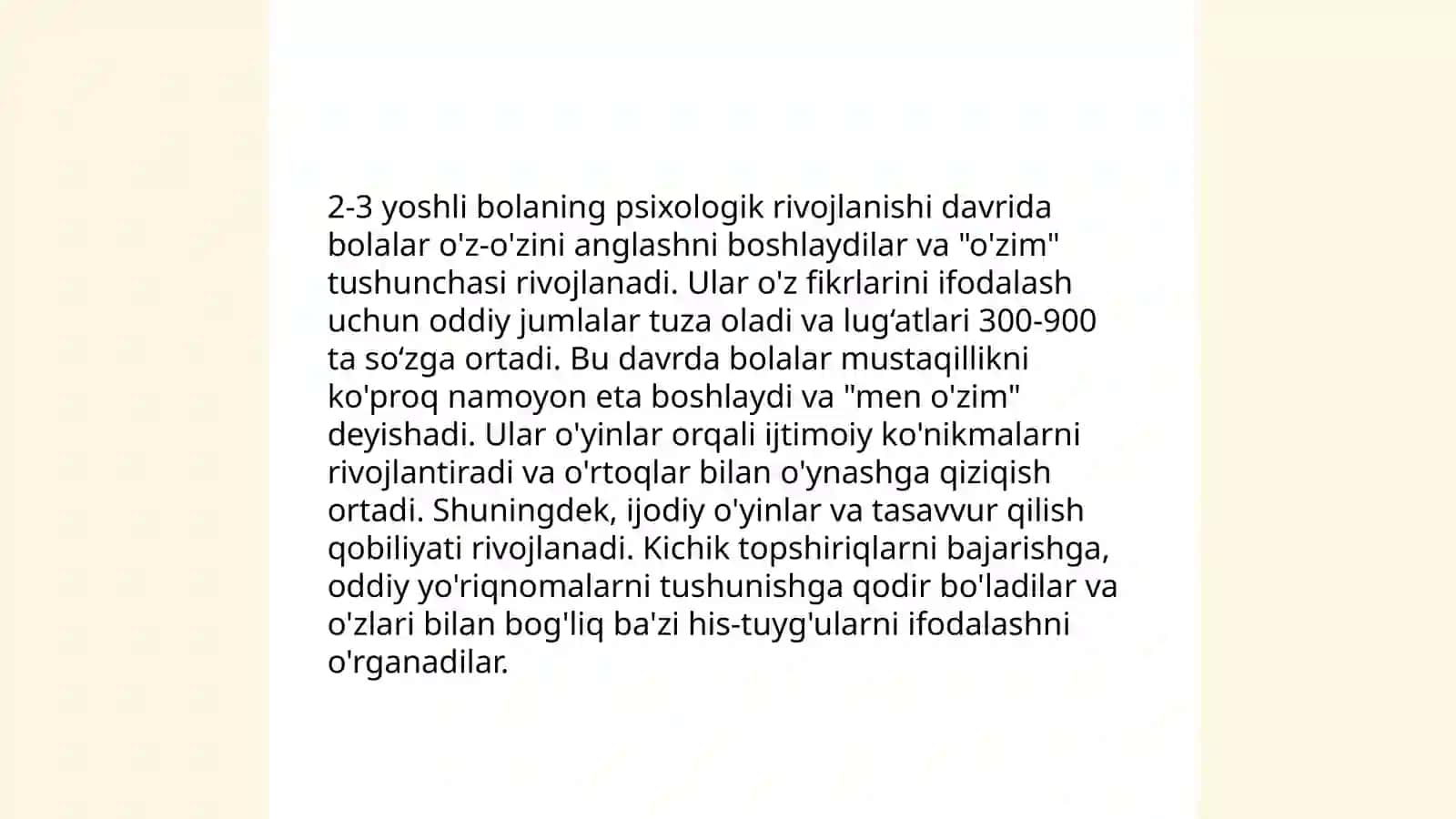 Ilk bolalik davrida oʻz oʻzini anglashning rivojlanishi va 3yoshlilar inqirozi 4