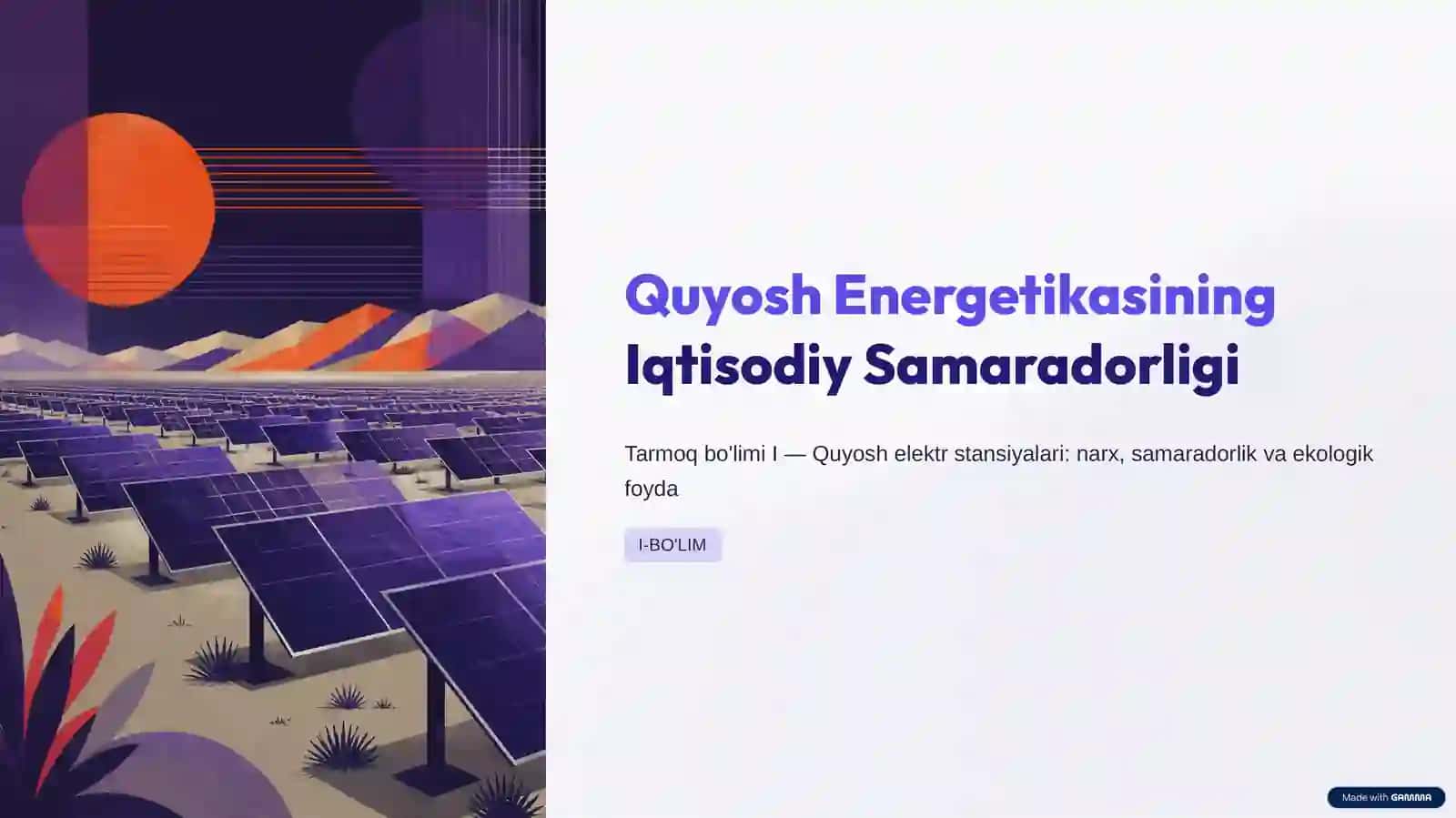 Yashil Energetika: Quyosh va Shamol Elektr Stansiyalarining Iqtisodiy Samaradorligi 4
