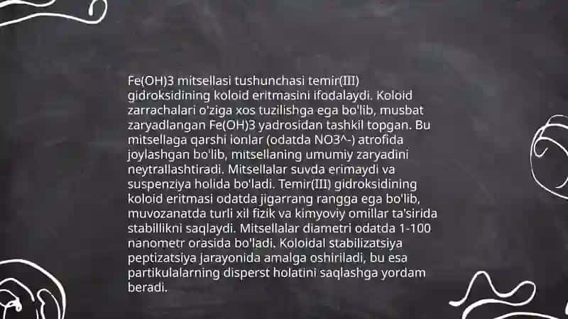 Fe(OH)3 mitsella tuzilishini sxemasi 4