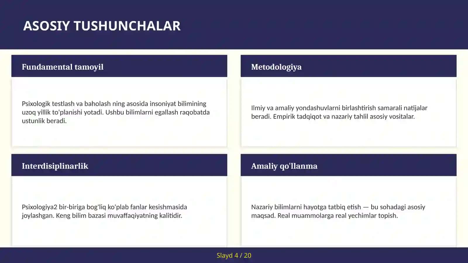 Psixologik testlash va baholash 4