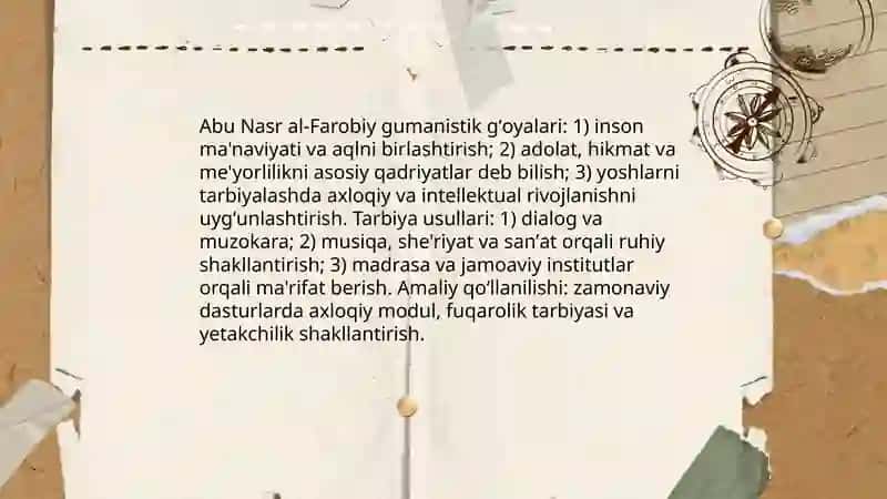 Abu Nasr al-Farobiy gumanistik gʻoyalari va yoshlar tarbiyasida qoʻllanilishi 4
