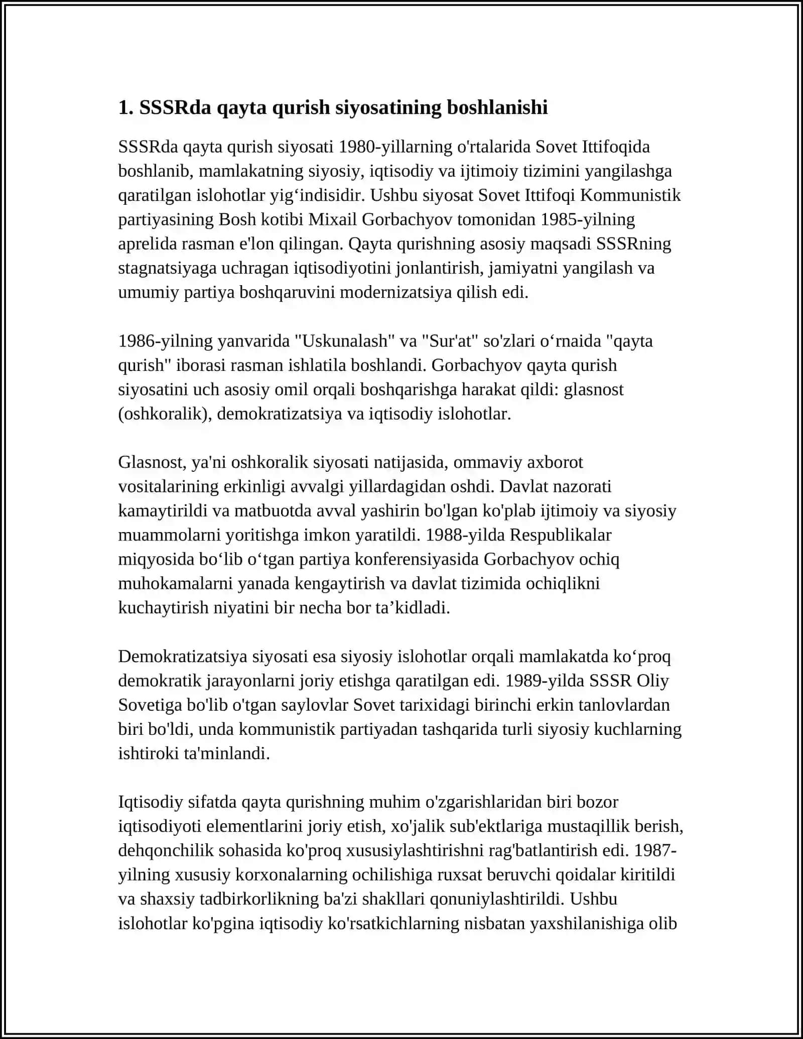 "QAYTA QURISH"YILLARIDA O‘ZBEKISTONDAGI IJTIMOIY-SIYOSIY VAZIYAT 4