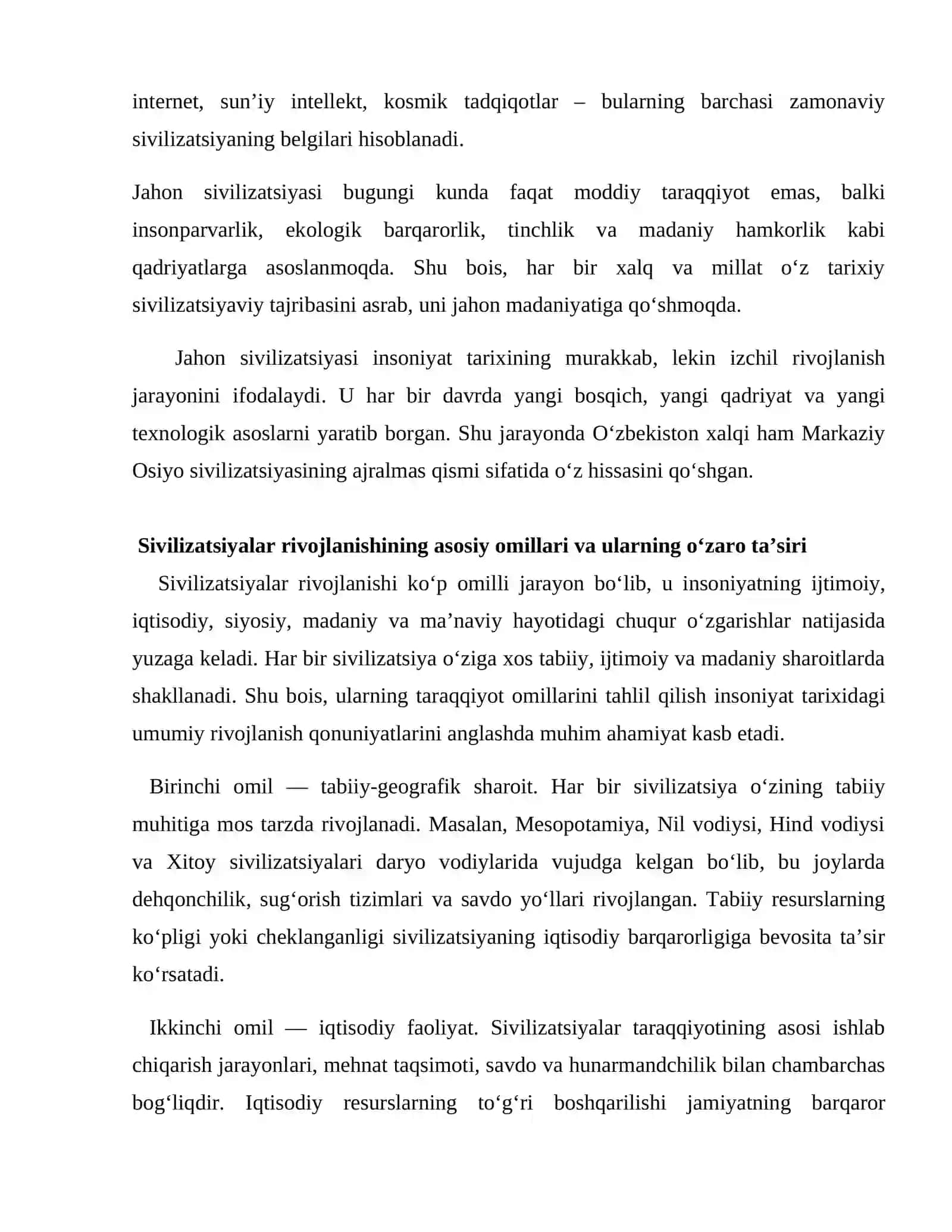 Jahon sivilizatsiyasi va mustaqil rivojlanish falsafasi 4