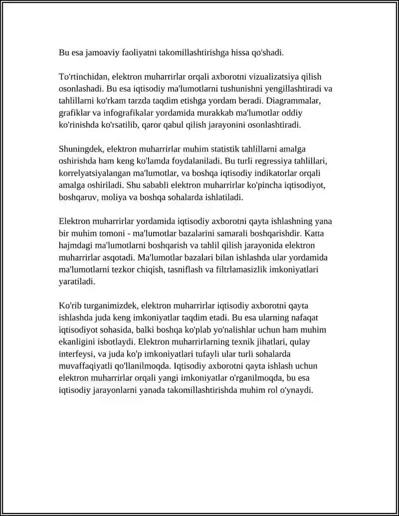 IQTISODIY AXBORATNI QAYTA ISHLASH UCHUN ELIKTRON MUXARIRLARIDAN FOYDALANISH 4