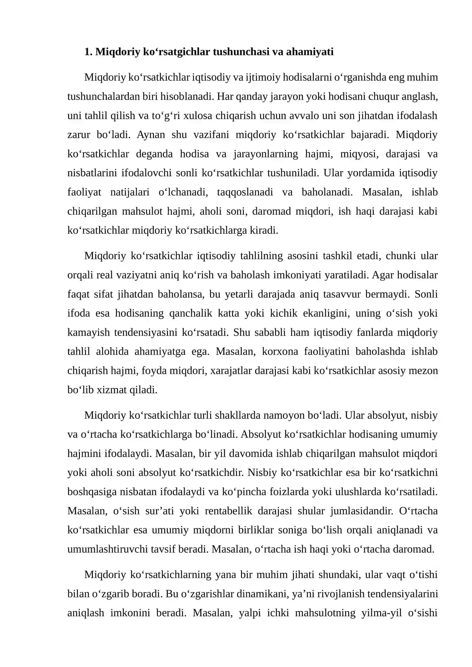 Miqdoriy ko‘rsatgichlari. Ommaviy hodisalar. Iqtisodiy jarayonlar 4