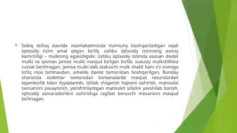 O'zbekistonda agraris islohotlarning mohiyati, bosqichlari va asosiy o'nalishlari 4