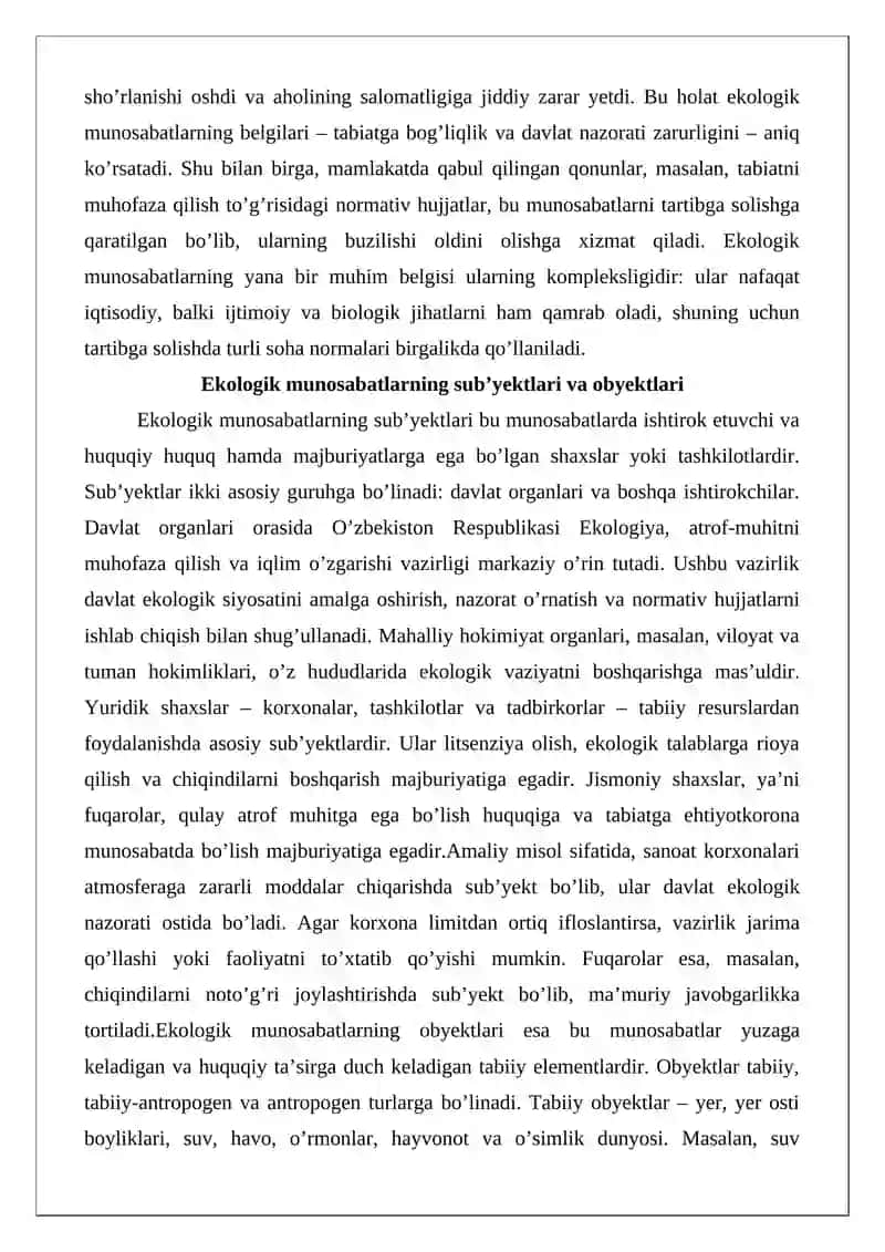 Ekologik munosabatlarni huquqiy tartibga solish 4